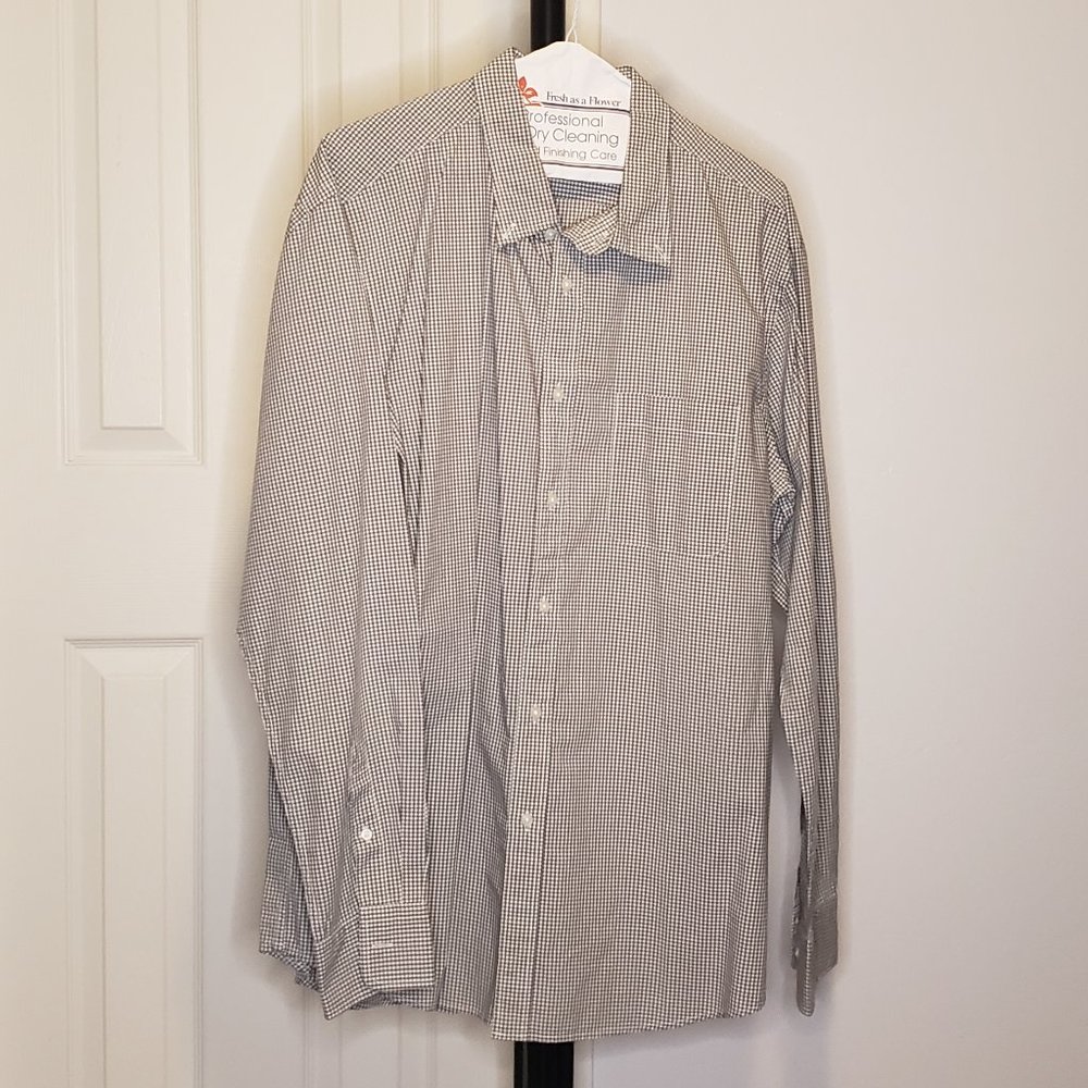Men's Uniqlo White Flannel Checked Long Sleeve Shirt XL